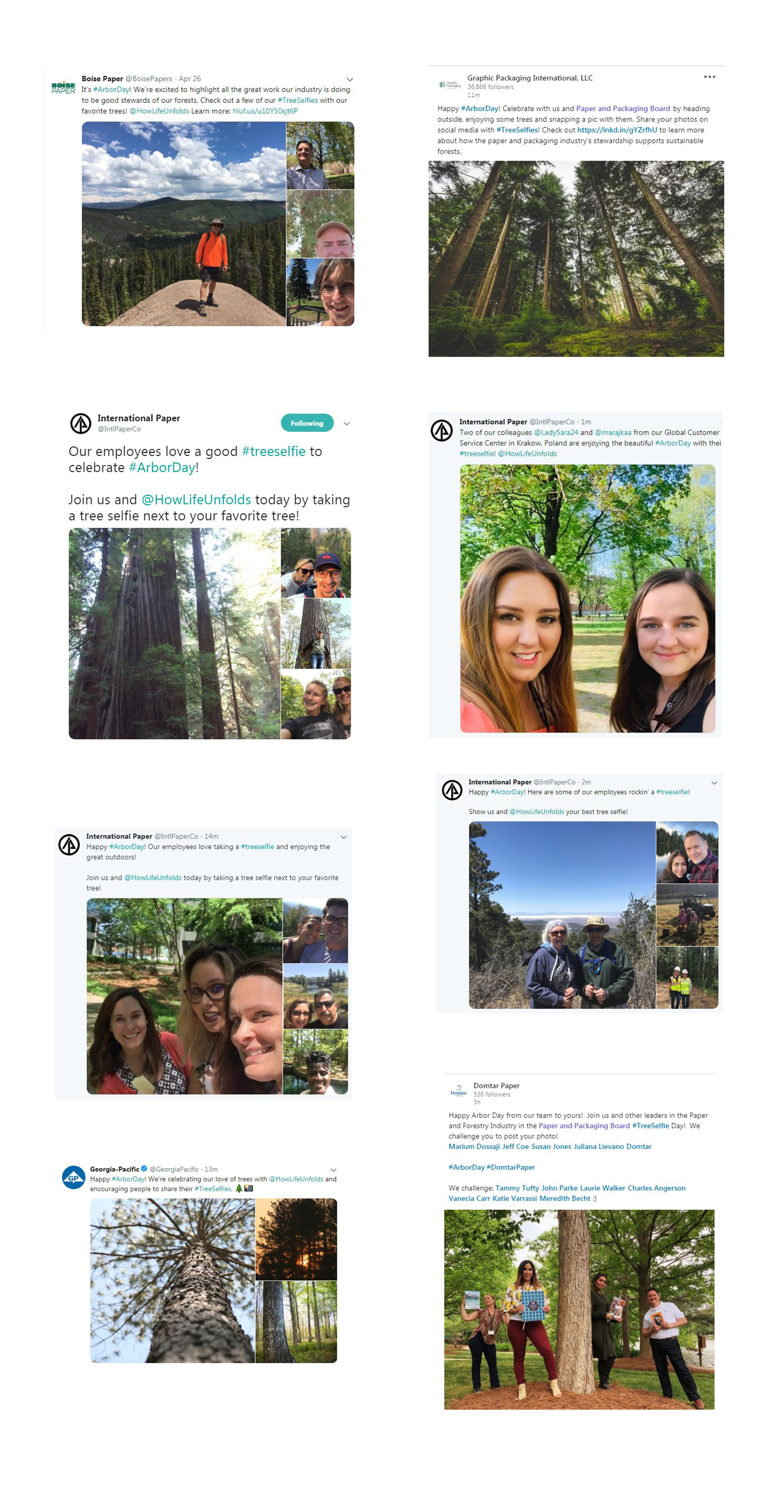 Collage of tree selfies