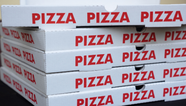stacked pizza boxes